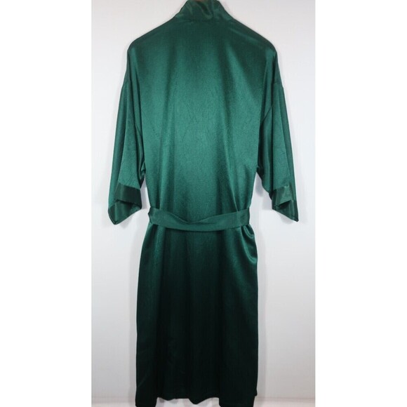 Vintage Victoria's Secret Satin Kimono Robe Forest Green Size M L Gold Label 90s - Picture 2 of 6